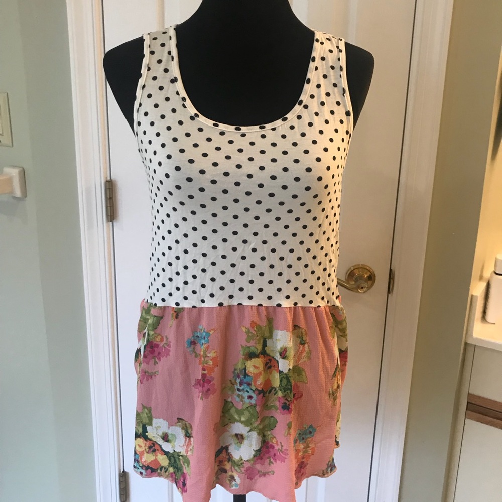Cute polka dot and floral tank top